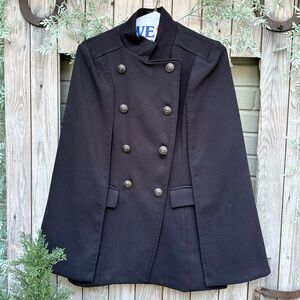 Touché Cape Black Double Breasted French Fabric Sz Small